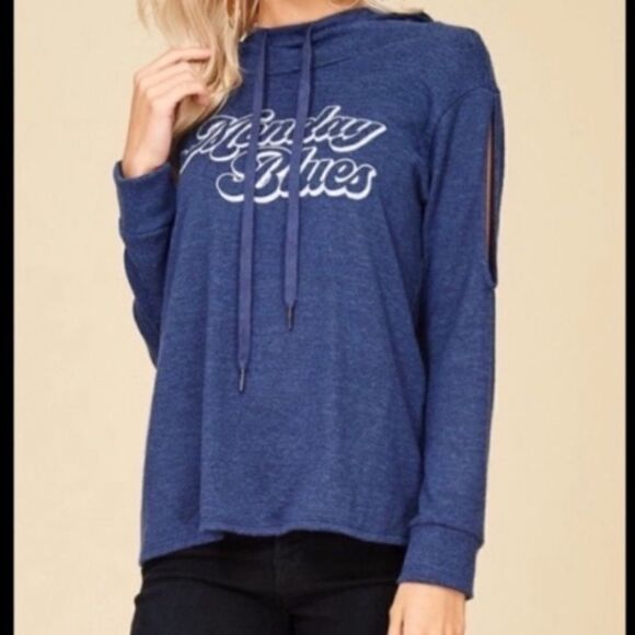 “Monday Blues” Graphic Hooded Sweatshirt - Picture 4 of 12